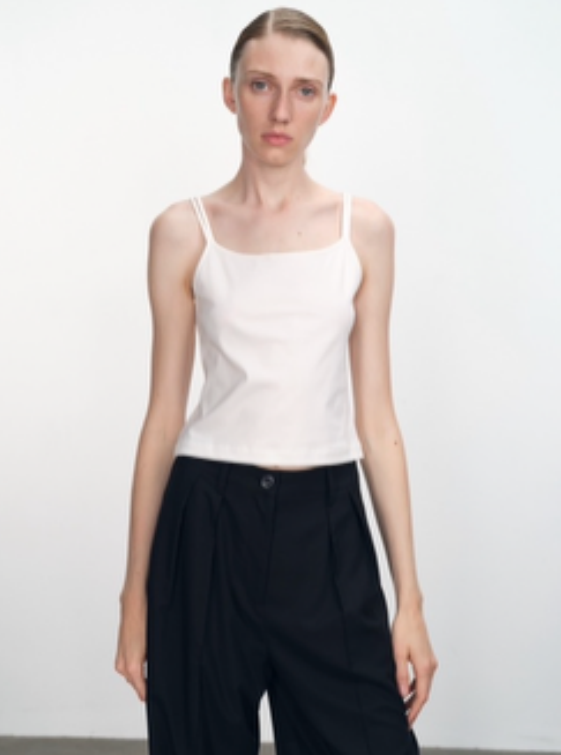Mercerized cotton mulberry silk double shoulder strap texture basic sling white