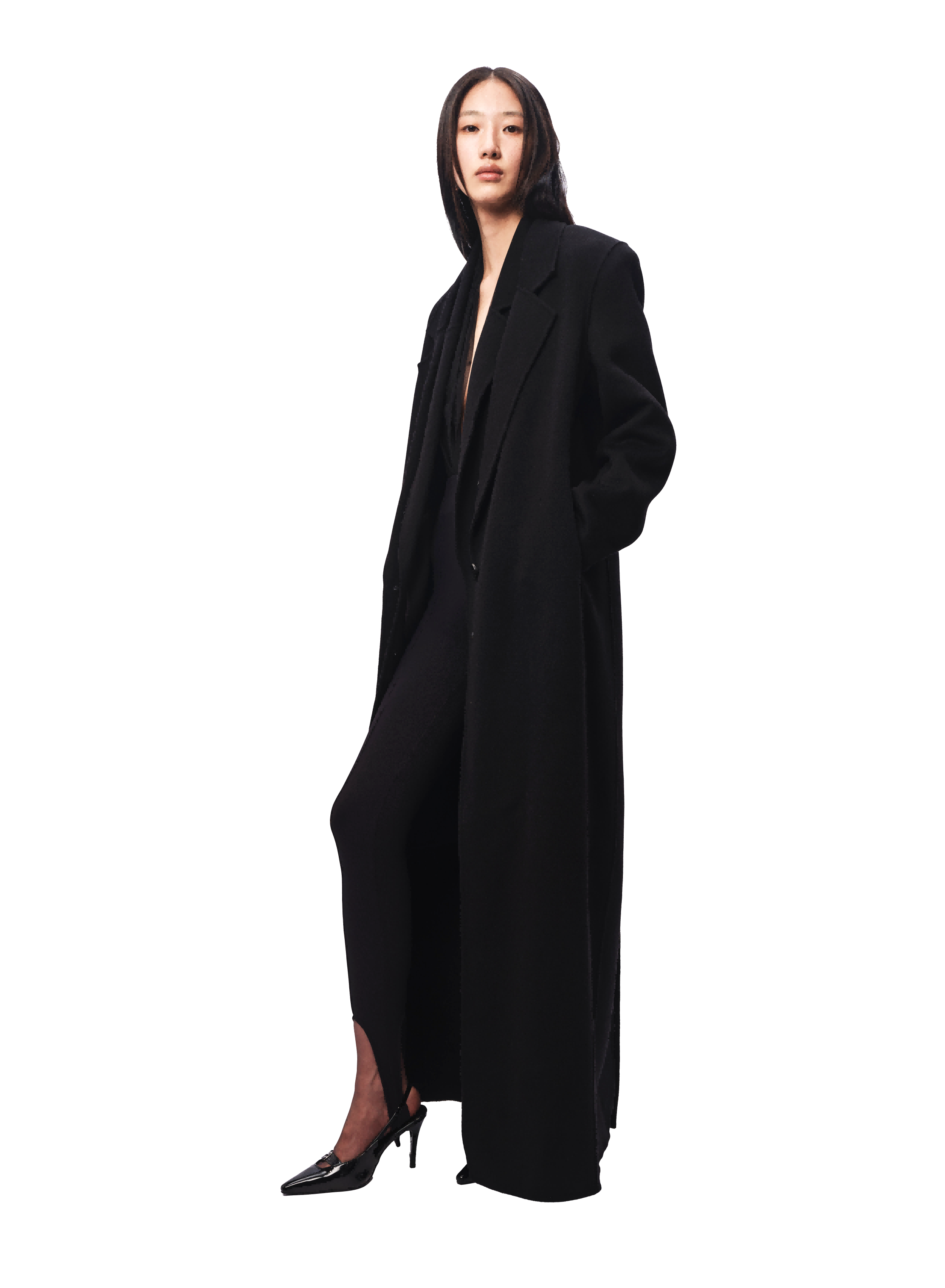 Black double-sided cashmere oversized coat
