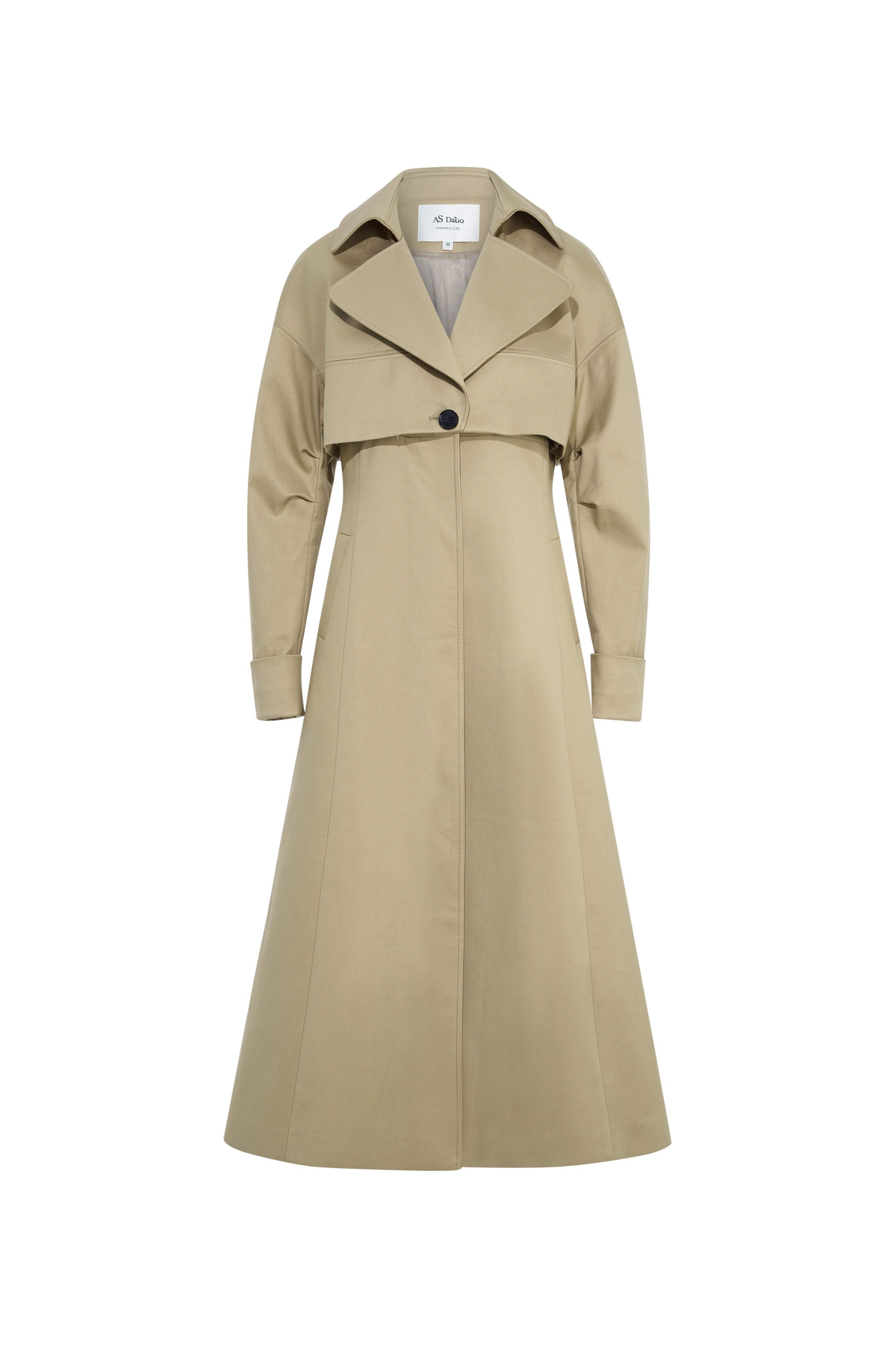 Brown detachable windbreaker long coat
