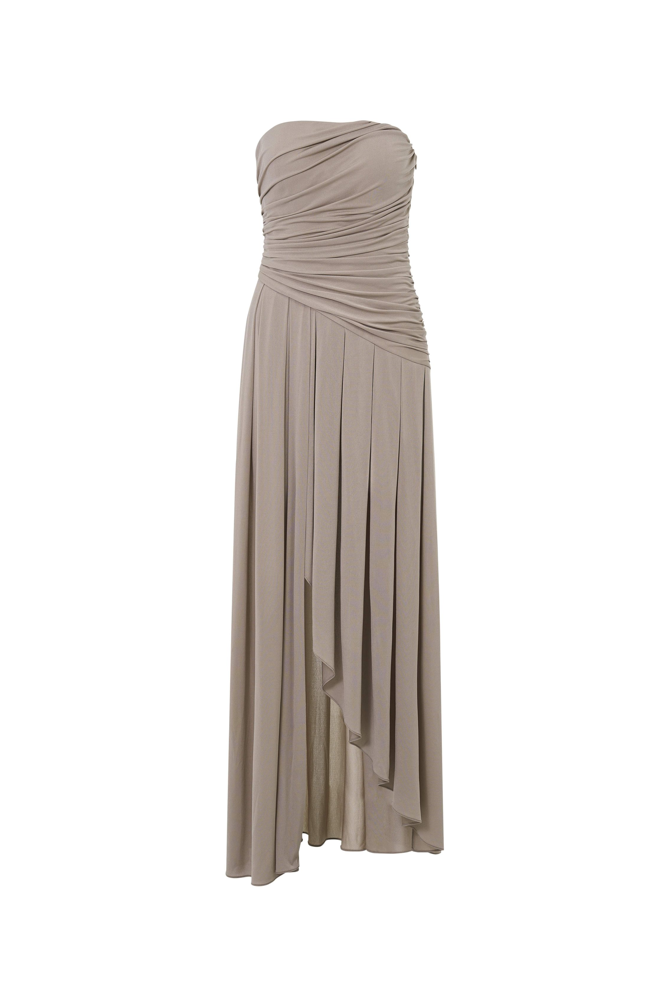 Brown acetate knit pleated dress