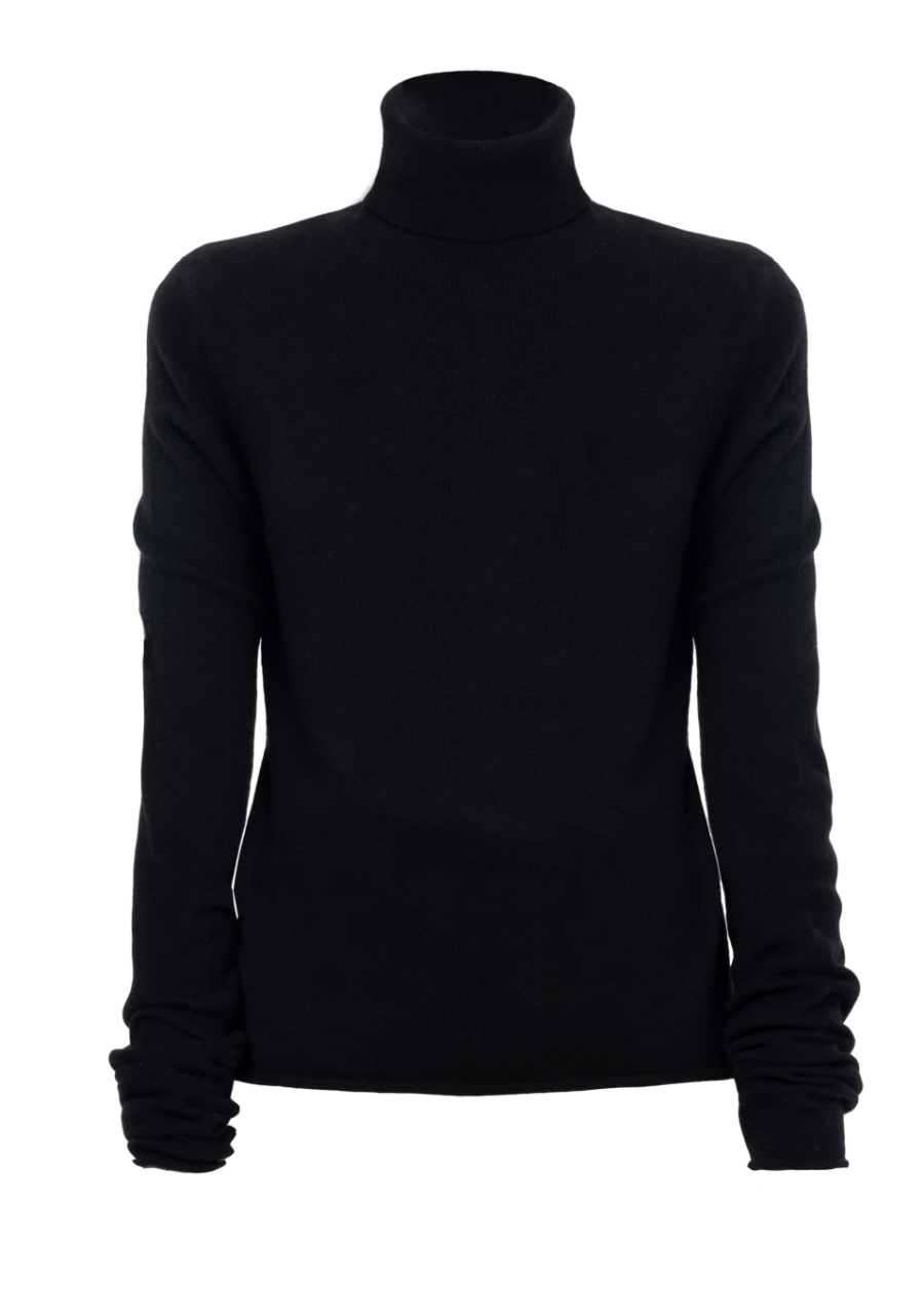 Black cashmere turtleneck sweater
