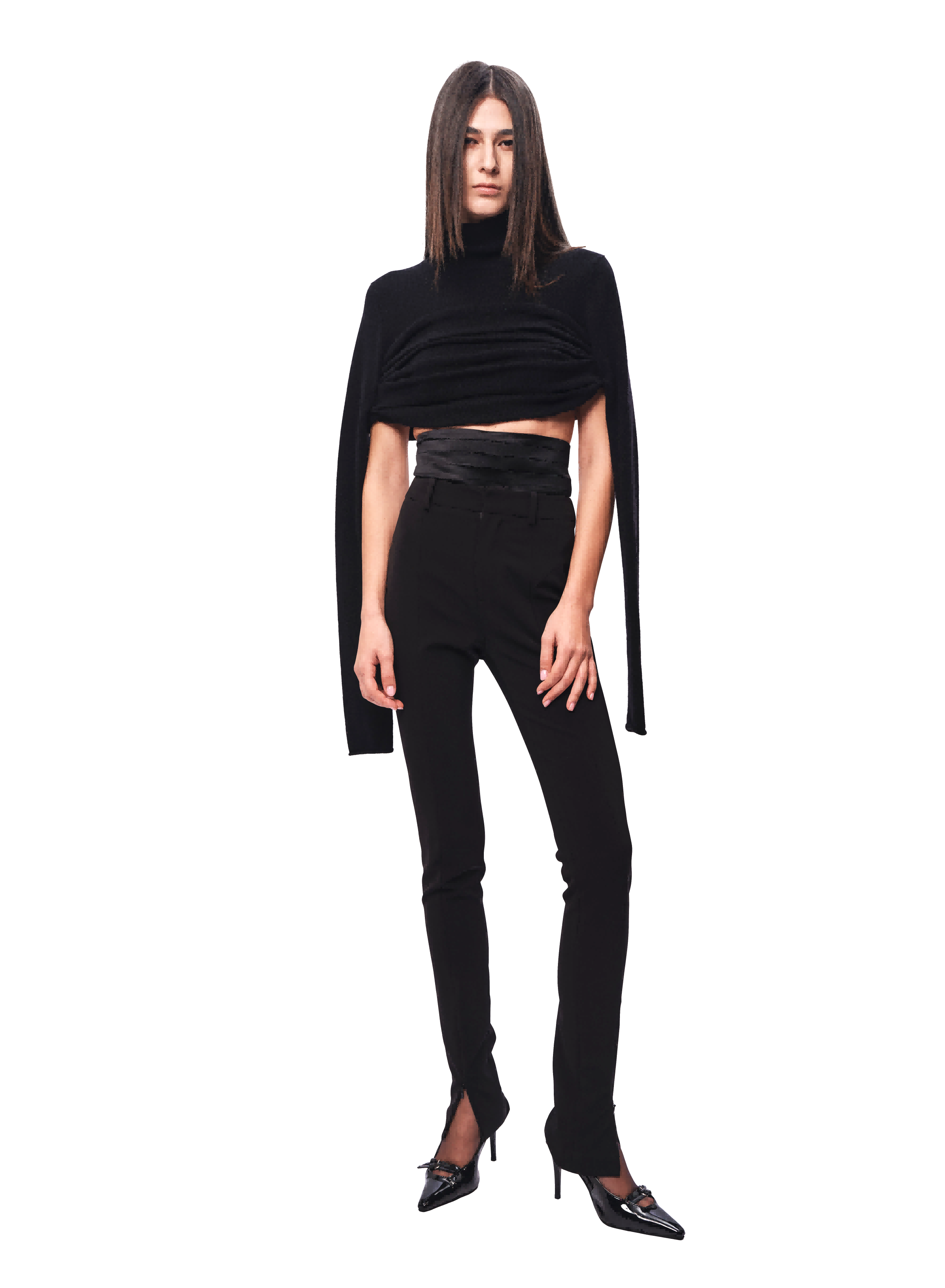 Black zippered slit pencil pants