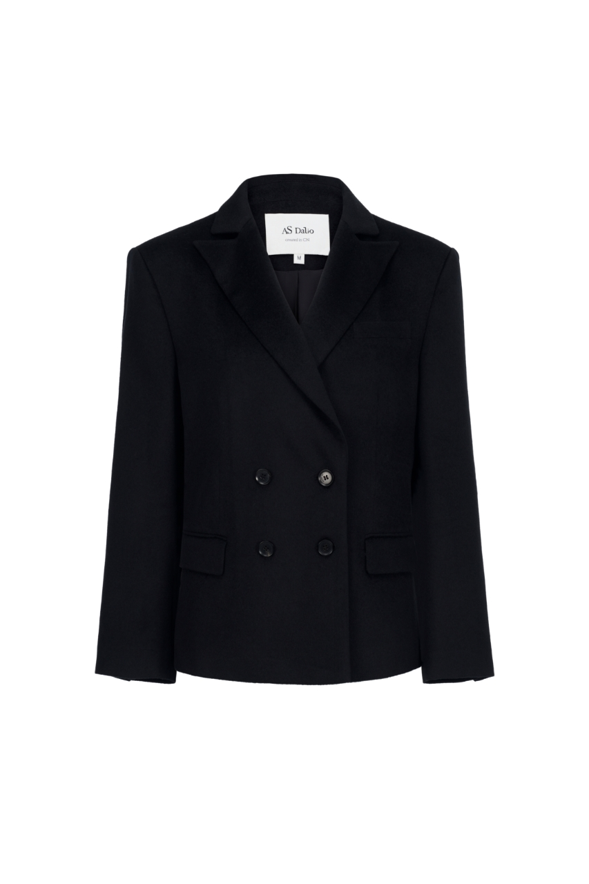 Black silk camel hair blazer