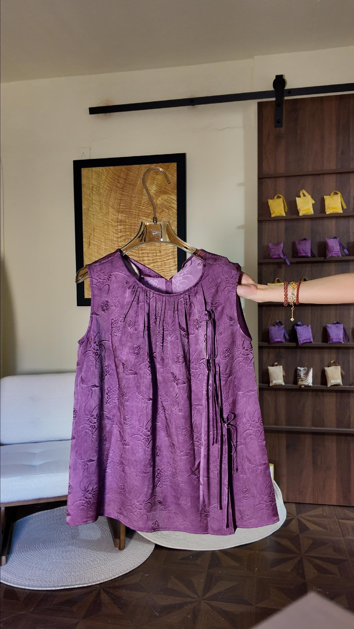 New Chinese style fragrant cloud yarn vest vest purple