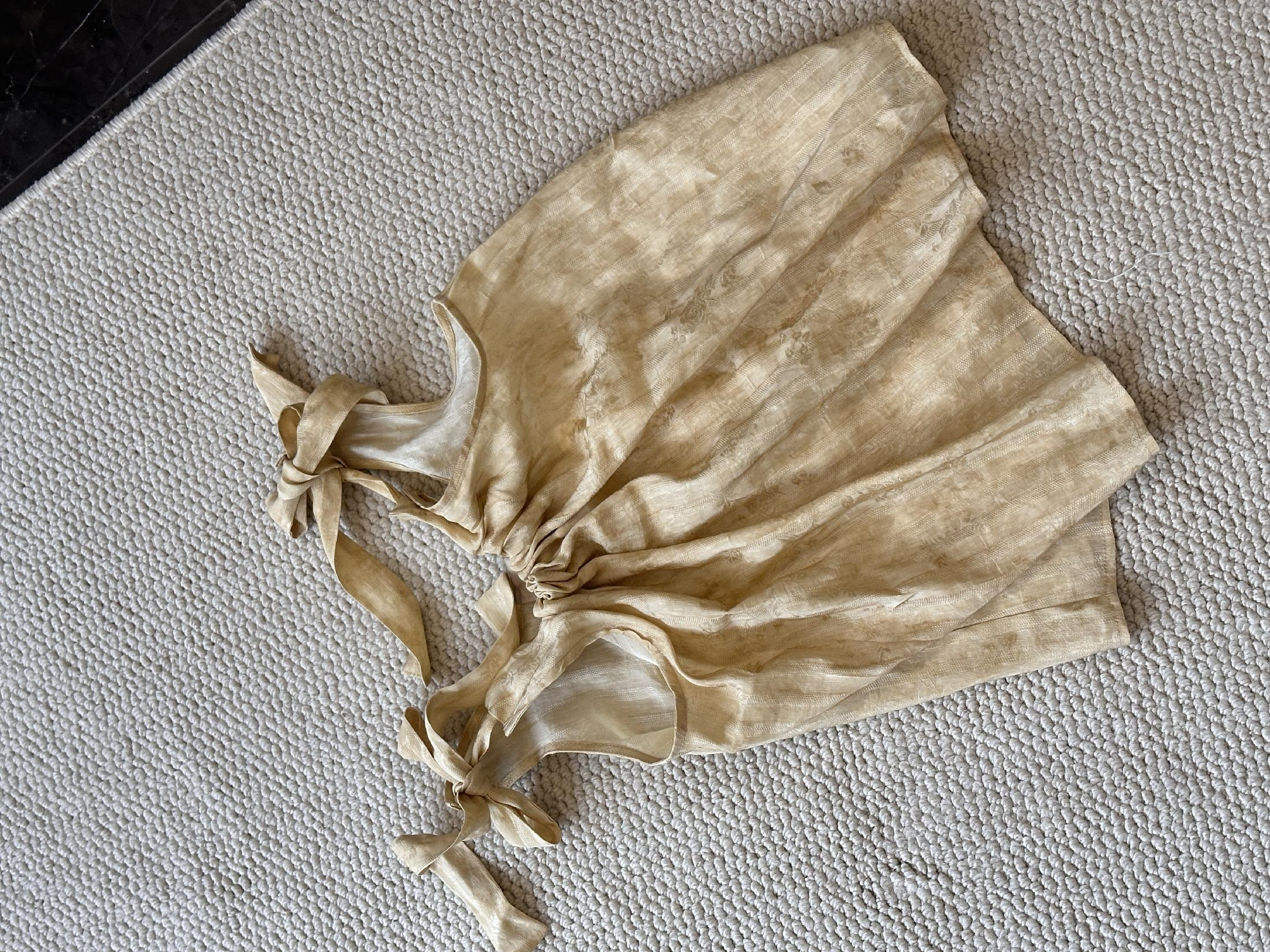 New Chinese style bow silk linen vest beige and apricot color