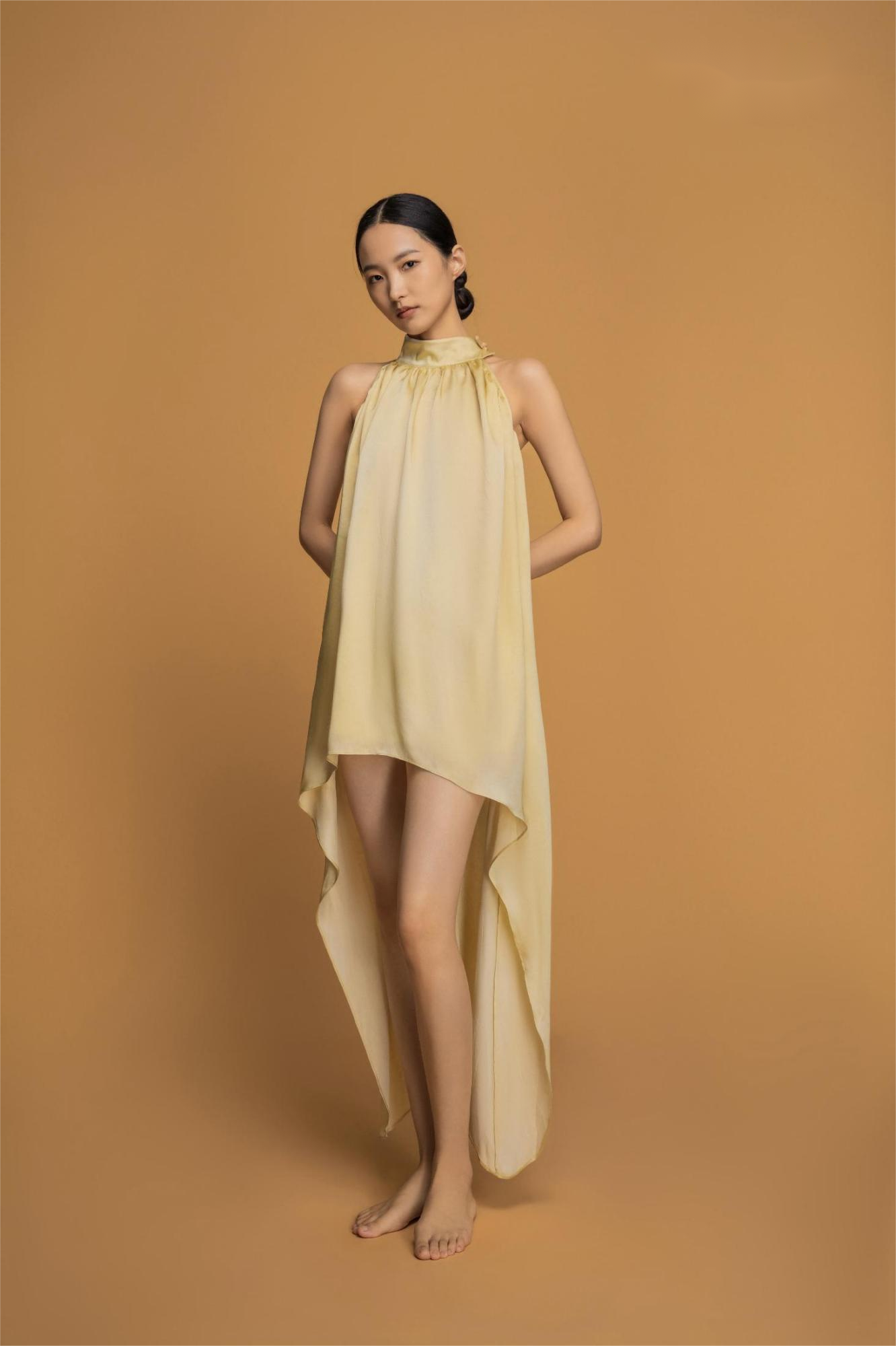 Silk linen haute couture tuxedo skirt off-white