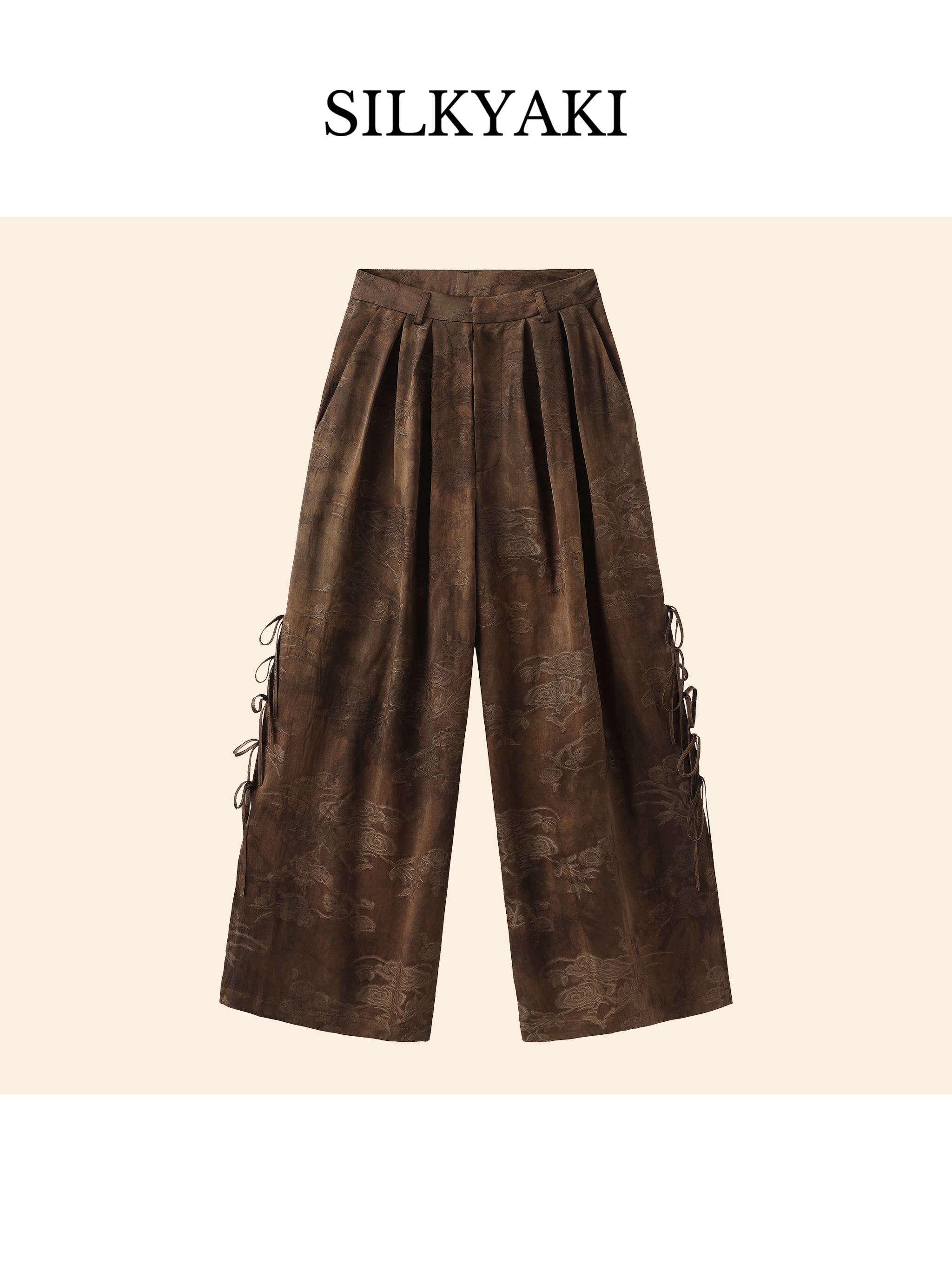 Ebony latte muslin wide-leg pants