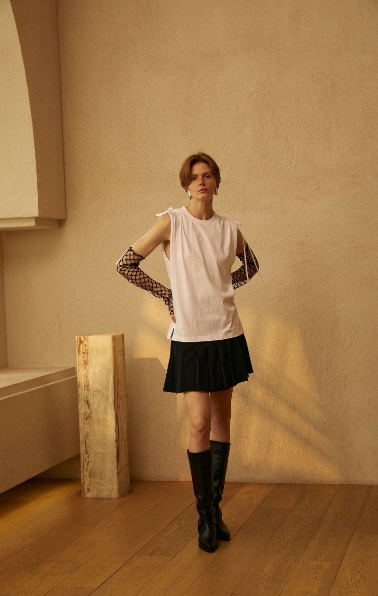 pleated tennis skirt black