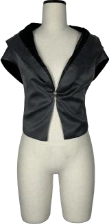 Hooded Sleeveless Backless Short Jacket Black