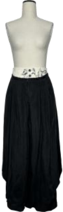 100% imported ketone lace custom embroidery pleated wide leg pants black