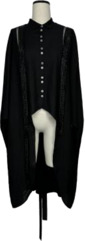 Loose mid-length shirt with beaded chain in black