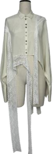 100% imported ketone lace splicing loose short shirt white