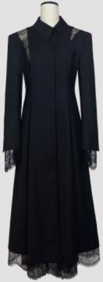 Distressed lace patchwork oversized coat black - Image 1