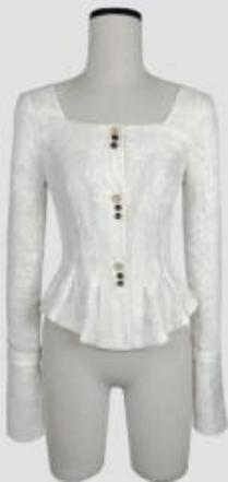 Embossed Embroidered Waist Short Jacket White - Image 1