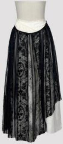 Pleated flocked patchwork tulle skirt black - Image 1