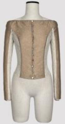 Boat neck patchwork cardigan top beige - Image 1