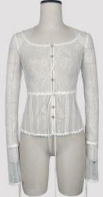 Drawstring waist lace patchwork top white - Image 1