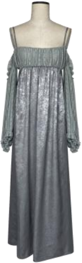 Drawstring backless balloon sleeve dress silver - Image 1