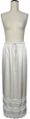 Satin lace paneled elastic waist drawstring back slit straight skirt beige - Image 1