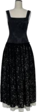 Square neck low waist cake skirt black