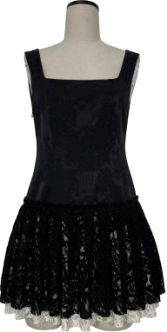 Square neck low waist short cake skirt black