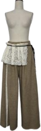 Knitted wide-leg trousers with removable apron brown