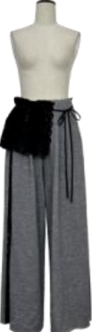 Knitted wide-leg trousers with removable apron gray