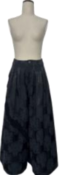 Lace ripped wide leg pants black