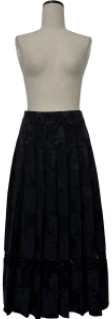 Lace ripped seam pleated skirt black