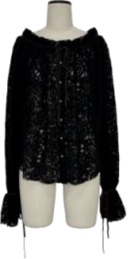 Black lace blouse with smocked neckline
