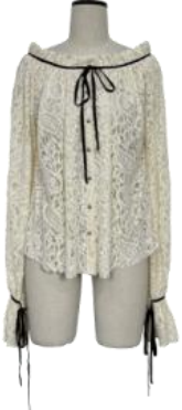 White lace blouse with smocked neckline