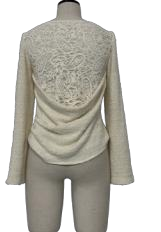 White lace plush top with back stitching
