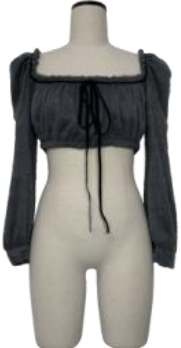 Square neck smocked crop top black