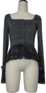 Square neck waist pleated top black