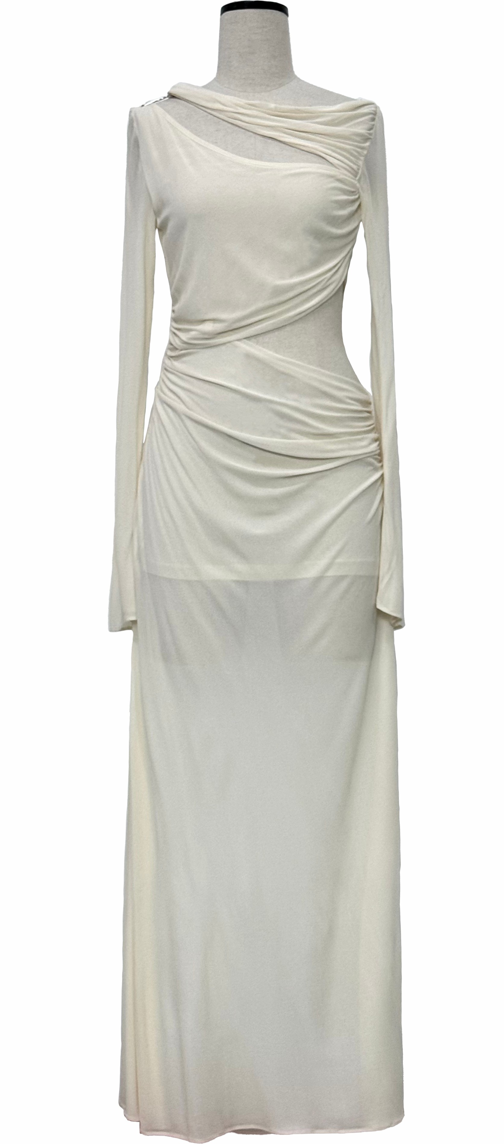 Asymmetrical hollow knitted drape dress SYMMETRIC|ALOPENWORKKNITDRE|SSWITHADR|OPFIT