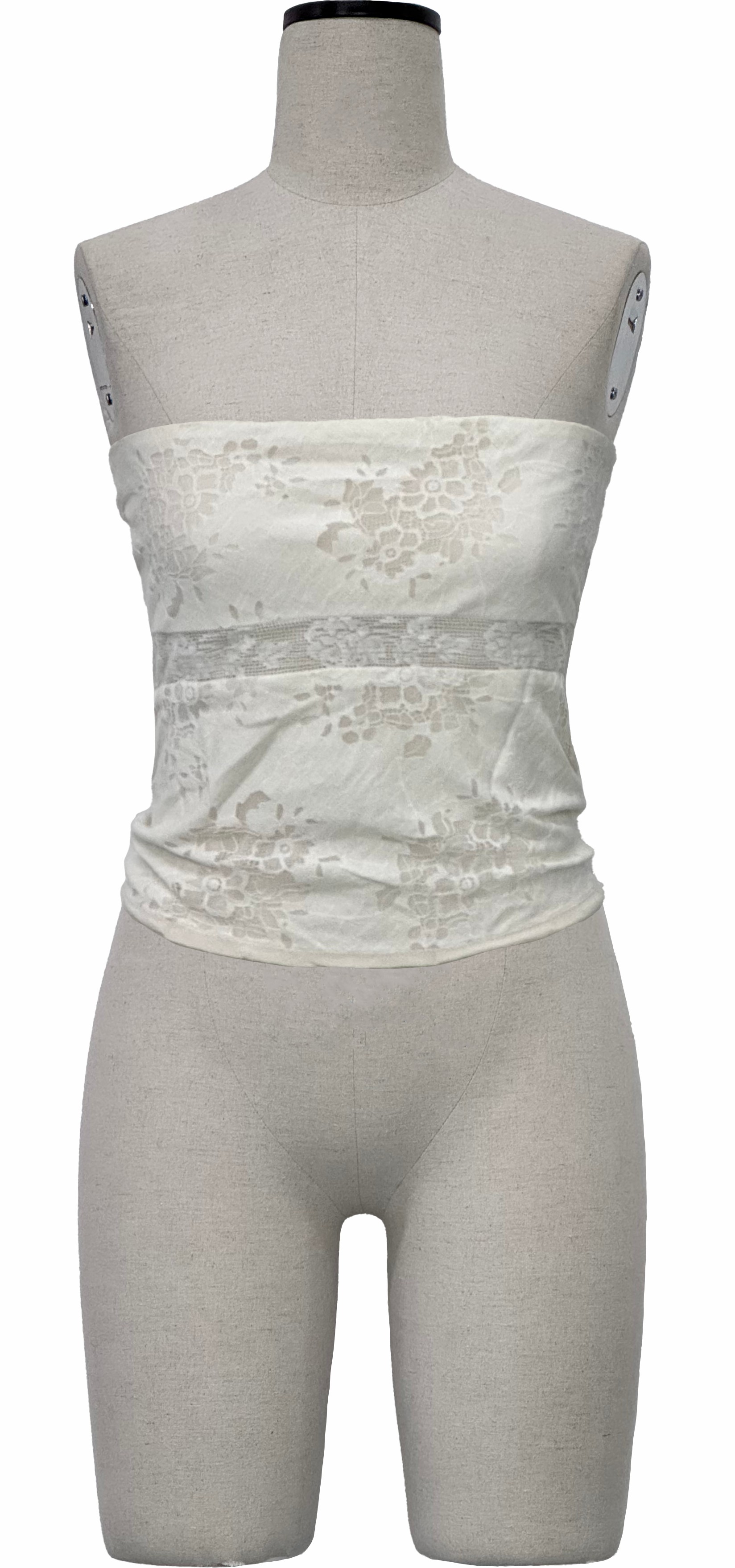 Lace paneled lace-up knitted bandeau