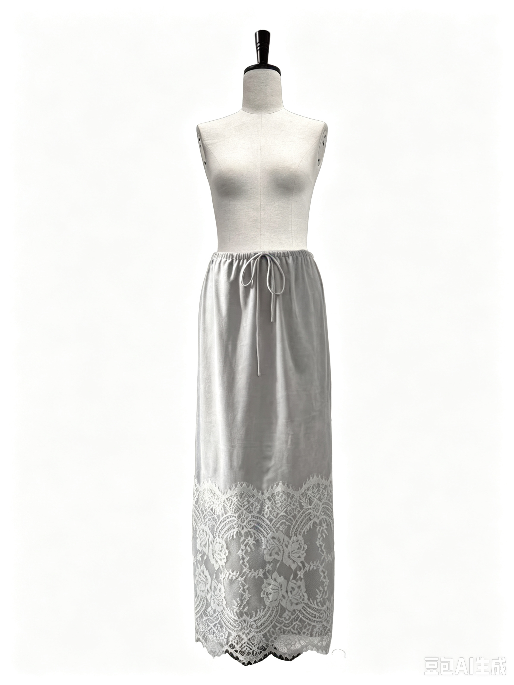 Suede lace panel shift skirt