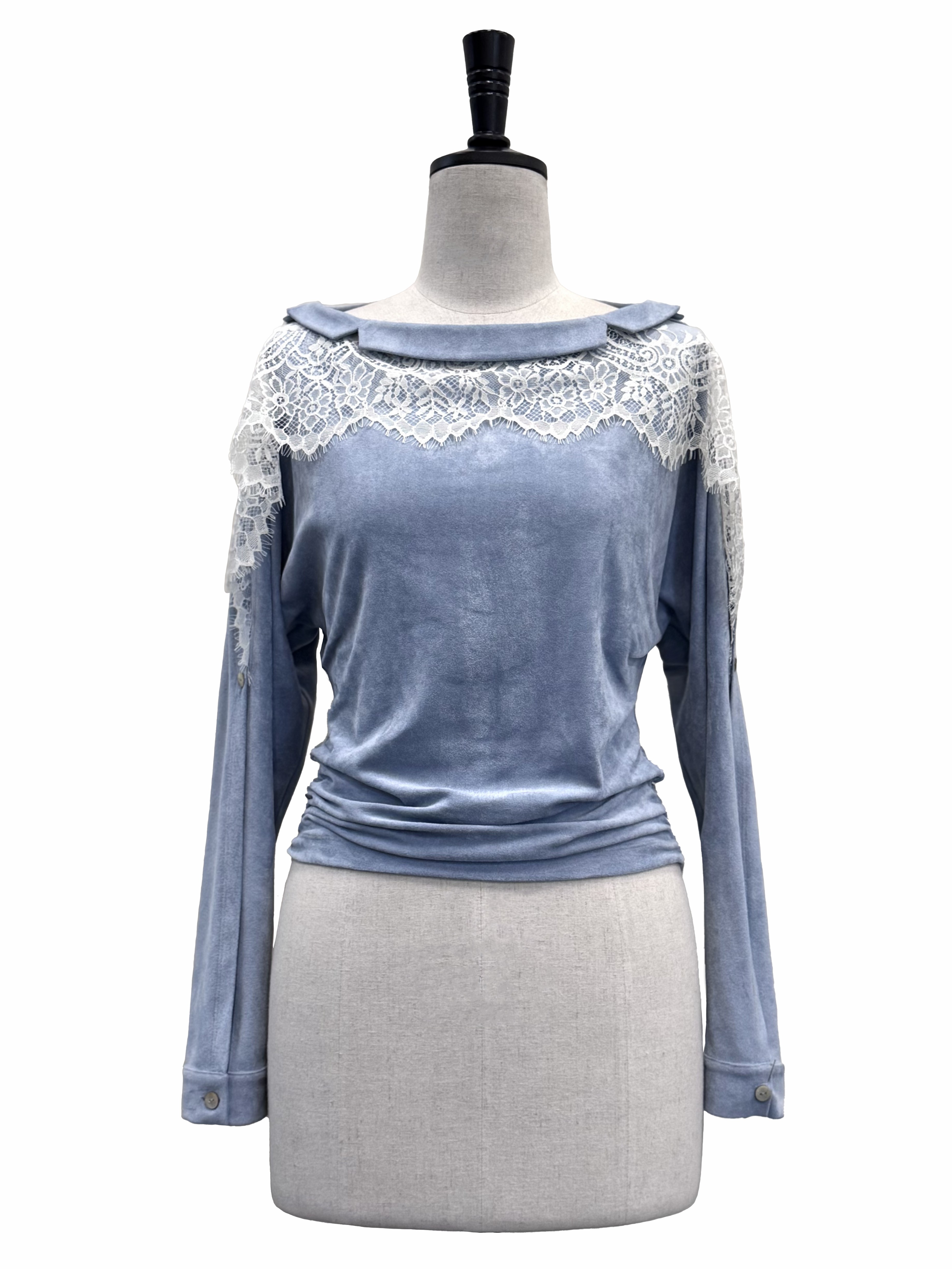 Haze blue suede lace waist top