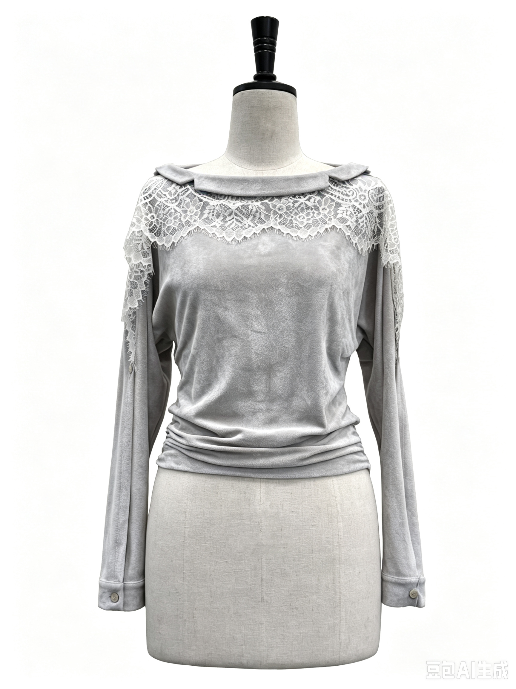 Haze blue suede lace waist top