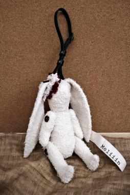 White plush bunny pendant