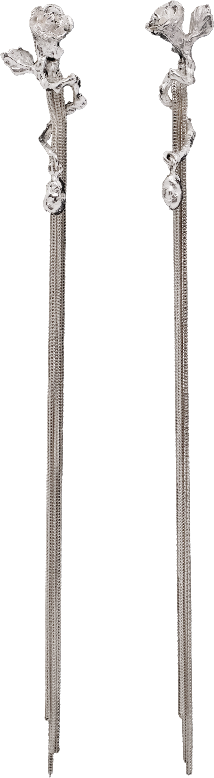 silver rose branch earrings - Image 1