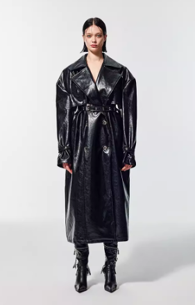 Leather trench coat black