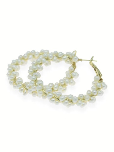 Pearl Braided Large Hoop Earrings