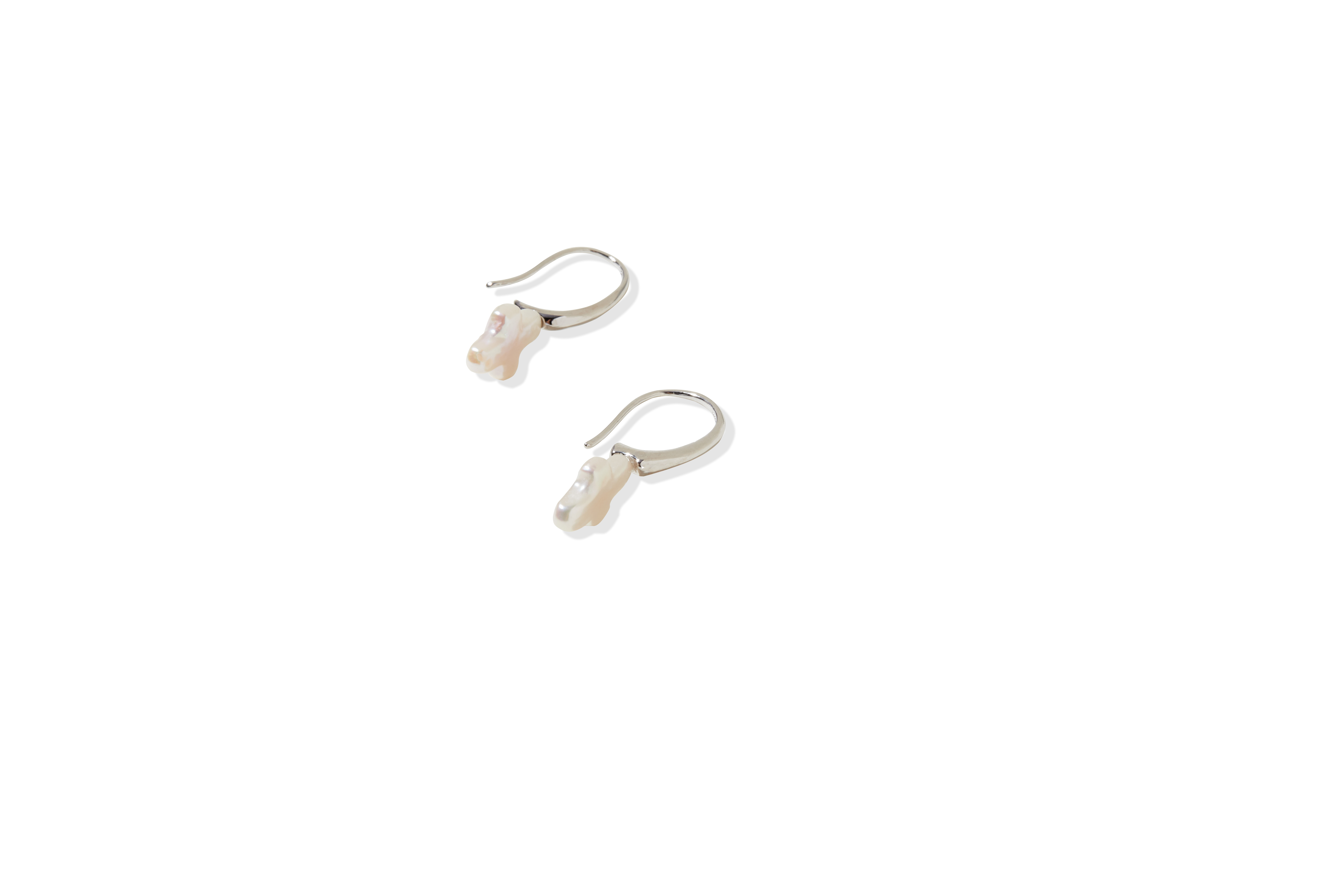 Natural special-shaped baroque pearl cross ear hooks - Image 1