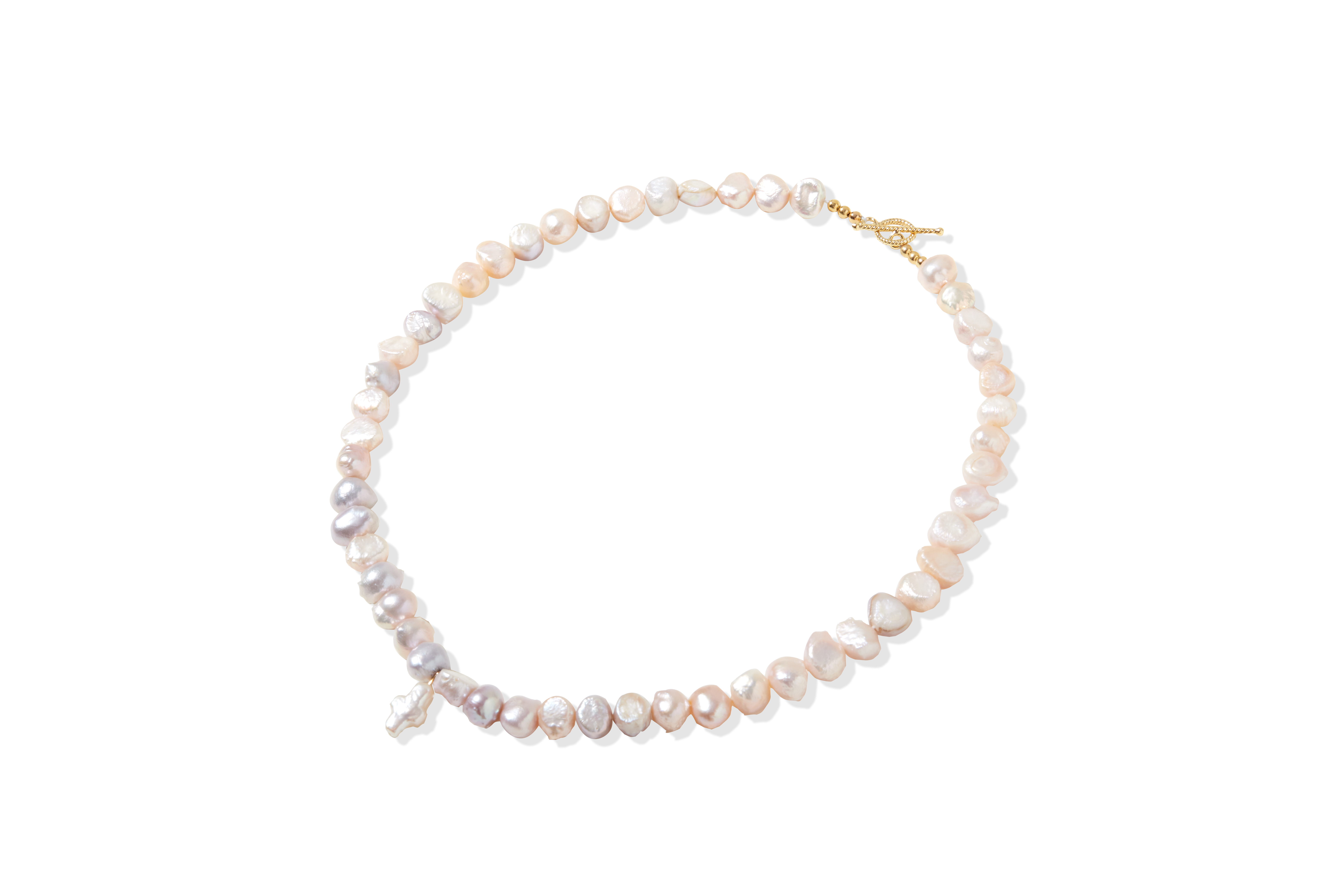Natural shaped baroque cross pearl necklace