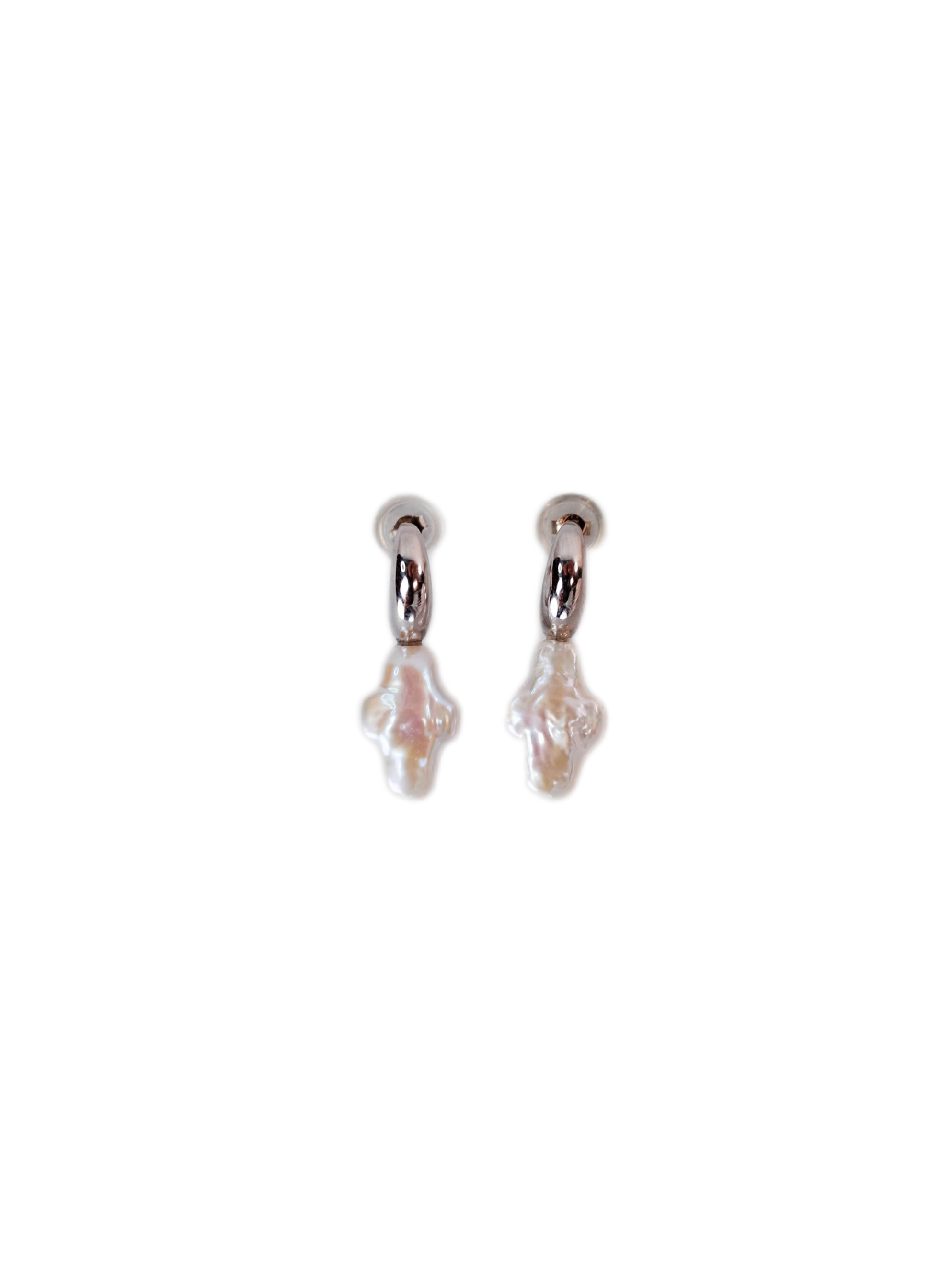 Natural special-shaped baroque pearl cross (gold and silver) ear hooks (gold 1 silver 1)