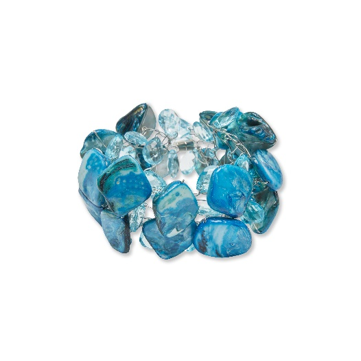 Hand-woven mother-of-pearl bracelet (blue) - Image 1