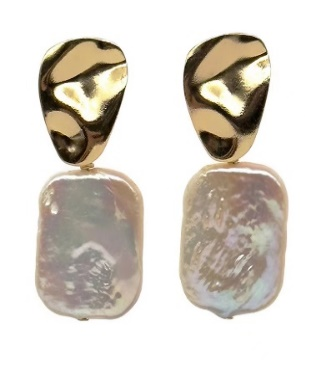 Natural square baroque pearl earrings imported from the United States - Image 1