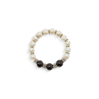 Natural baroque pearl bracelet (white and black)