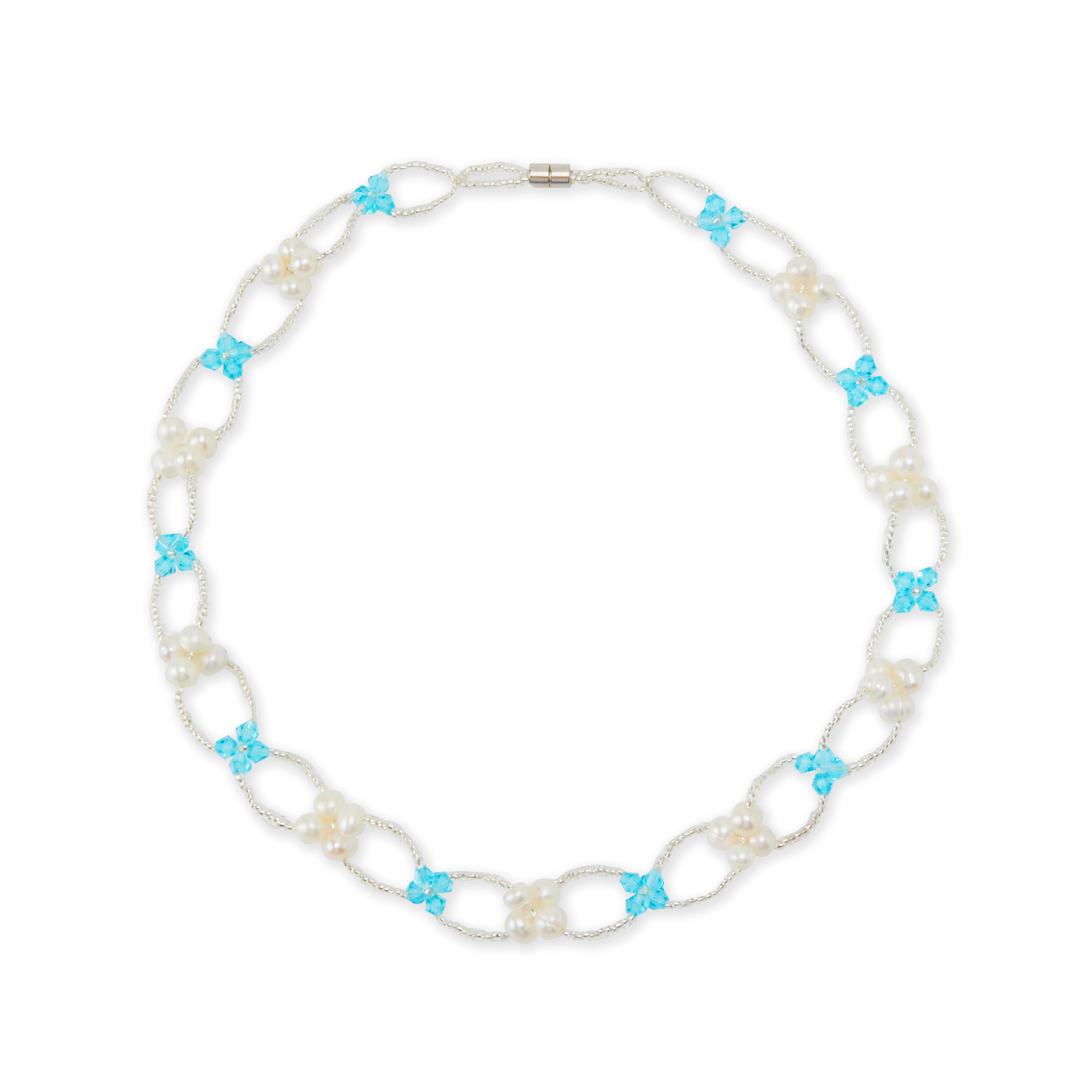 Handmade fantasy world beaded pearl choker (blue) - Image 1